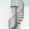 Escalera de caracol gris metálica con estructura modular, diseño versátil ideal para interiores modernos, oficinas o viviendas particulares