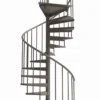 Escalera de caracol metálica gris claro, diseño funcional y minimalista ideal para interiores modernos, altillos o espacios reducidos
