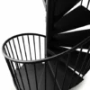 Vista superior de escalera de caracol negra metálica, diseño elegante y compacto para interiores contemporáneos con estilo industrial.